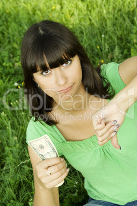 Female with cash