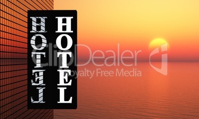 3D - Sunset Hotel Sign
