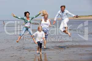 Jumping on the beach