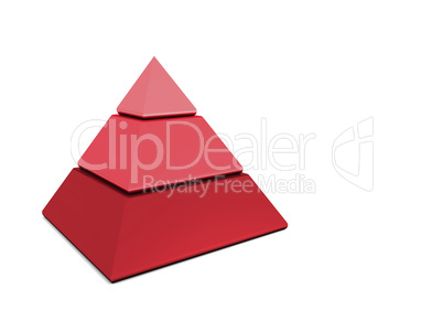 Business Pyramide in drei Teilen - rot