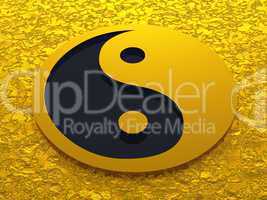 Goldenes Yin Yang Symbol