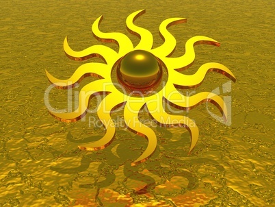 Goldenes Sonnen-Symbol schwebend