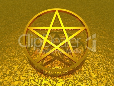 3D Pentagramm aus Gold schwebend