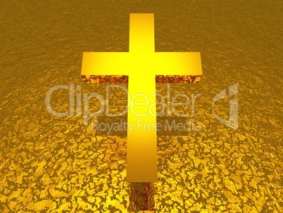 3D gold Christentum Kreuz auf goldener Struktur