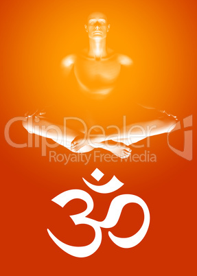 Flying Fire Om Sign Meditation - orange red - 02