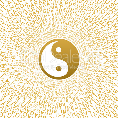 Goldenes Yin Yang Zeichen mit Moolamantra