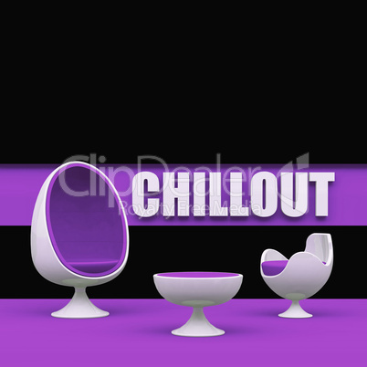 Purple Chillout area with egg chair