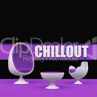 Purple Chillout area with egg chair