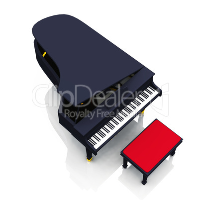 Black Piano on white floor
