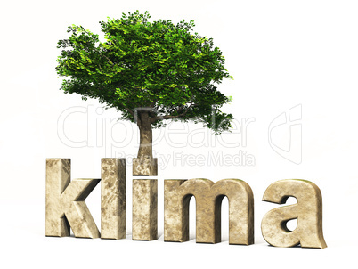 3D Schrift klima mit Baum