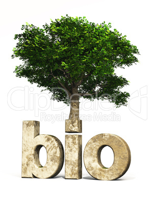 3D Schrift BIO mit Baum