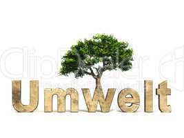 3D Schrift Umwelt mit Baum