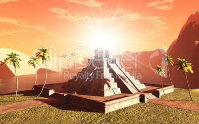 Maya Tempel 2012 bei Sonnenuntergang 02