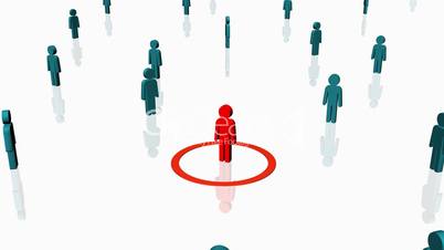 Red person surrounded by others - Human Resources