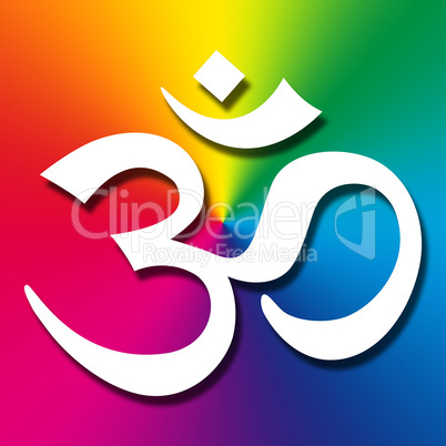 Rainbow Om Sign - Aum Symbol 02