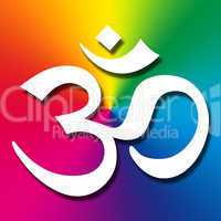 Rainbow Om Sign - Aum Symbol 02