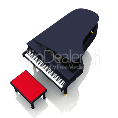 Black Piano on white floor