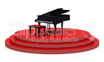 Black Piano on red Stage