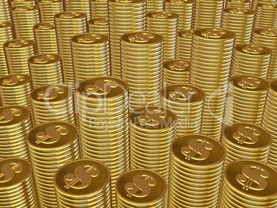 Columns of gold coins