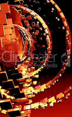 3D Background - gold red box flow