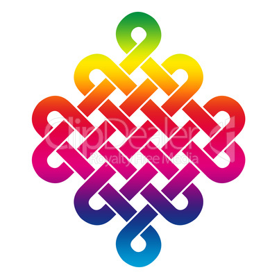 Tibetischer Endlosknoten - Regenbogen Farben