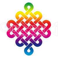 Tibetischer Endlosknoten - Regenbogen Farben