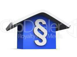 3D Haus mit Paragraph - Blau Weiß