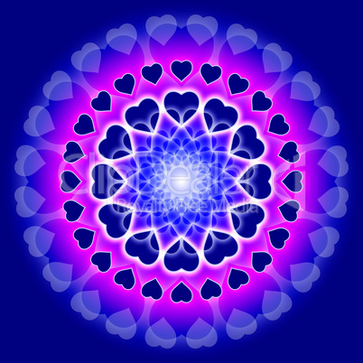 Blue Love Mandala - Circle of hearts