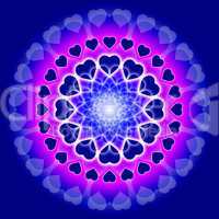 Blue Love Mandala - Circle of hearts