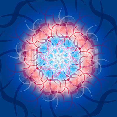 Red & Blue - Kosmic Waves Mandala