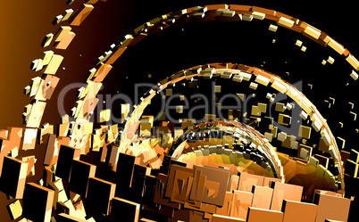 3D Space Box Background - Gold