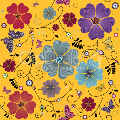 Seamless Yellow Floral Pattern