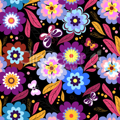 Seamless Floral Dark Pattern