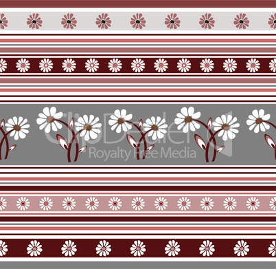 Seamless Floral Striped Pattern