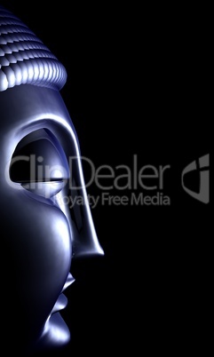 3D - Buddha Face Blue in Black - 02