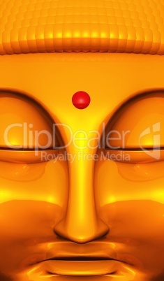 3D - Big Orange-Gold Buddha Face