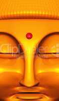 3D - Big Orange-Gold Buddha Face