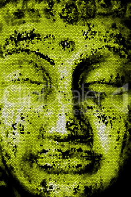 Buddha Kopf Mosaik - Grün