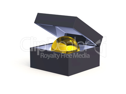 3D Black Box with golden Ball