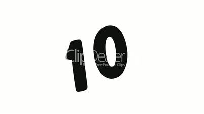 Classic Countdown - Ten to Zero - Black on White