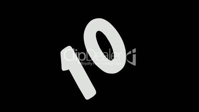 Classic Countdown - Ten to Zero - White on Black