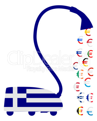 Griechischer Staubsauger saugt Euro