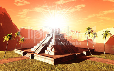 Maya Tempel Orange Rot