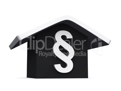 3D Haus mit Paragraph - Schwarz Weiß 02