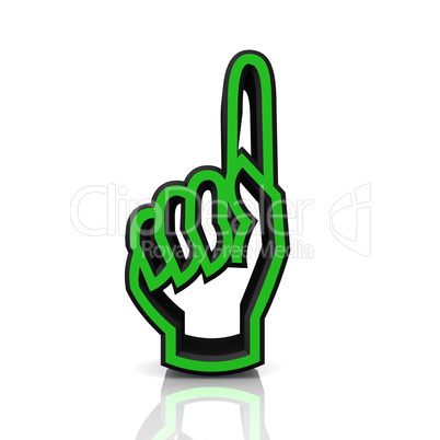 3D Zeigefinger hoch - grün