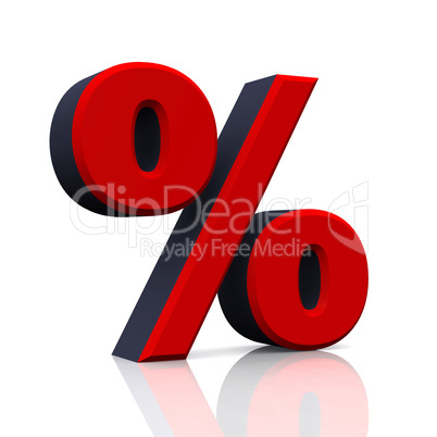 3D Prozent Symbol Rot Schwarz