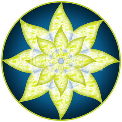 Mandala Grün Blau Blume