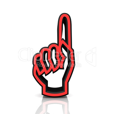 3D Zeigefinger hoch - rot