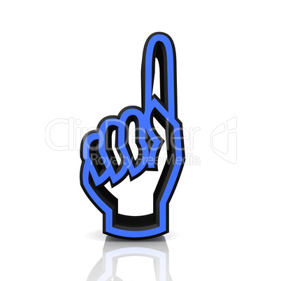 3D Zeigefinger hoch - blau