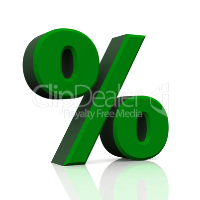 3D Prozent Symbol Grün Schwarz
